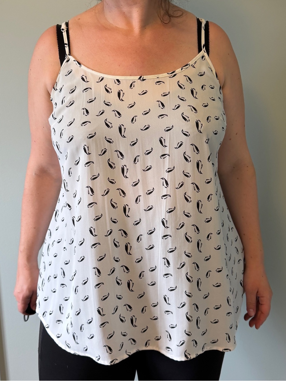Addition Elle off white Cami with Black penguin Print